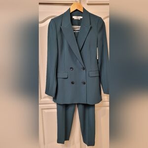 Teal Double-Breasted Suit Set